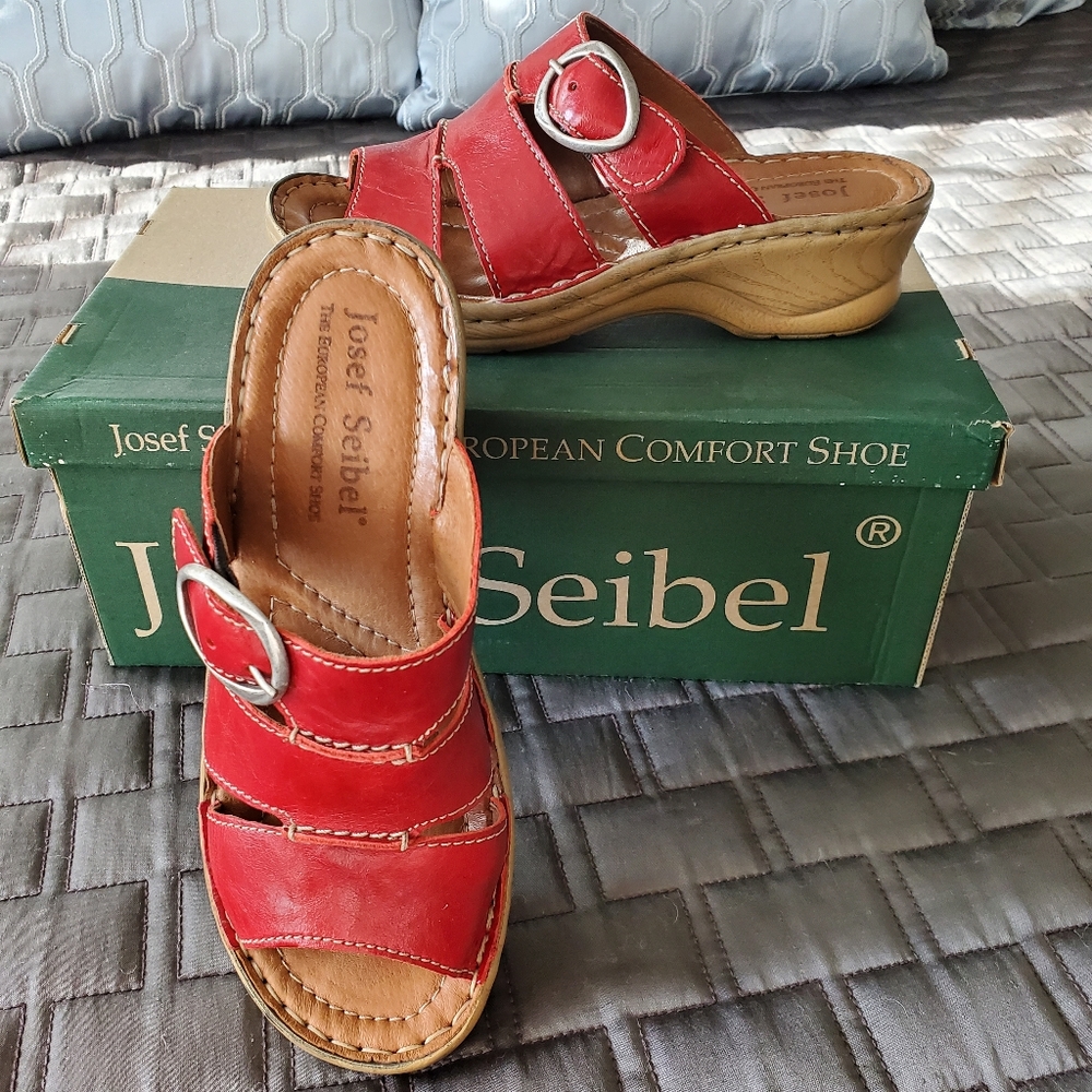 Josef Seibel Red Leather Sandals